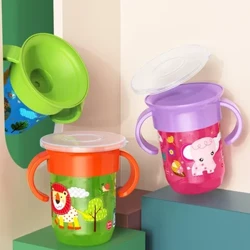 Gobelet d'apprentissage pour bébé, rotatif à 360 degrés, avec couvercle rabattable à Double poignée, gobelets d'eau étanches pour nourrissons, bouteille sans BPA avec couvercle