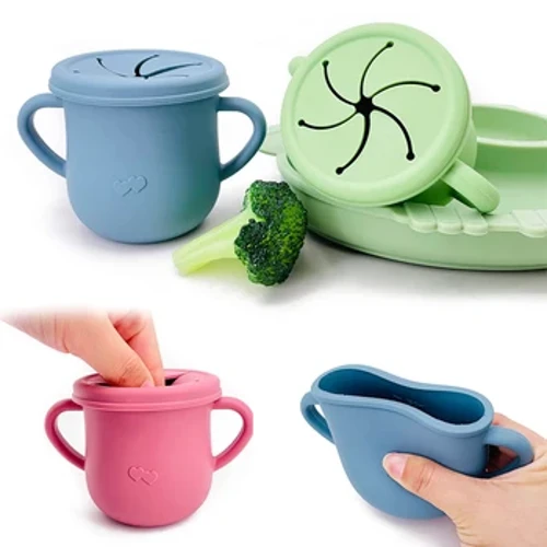 Cangkir Makan Silikon Bayi Portabel Drinkware Sippy Food Food Grade Learning Cups kanggo Balita Wadah Snack Wadah BPA GRATIS