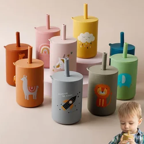 TYRY.HU 1Pc Beathú Babaí Corn Tuí Babaí Cartún Foghlama Corn Bheatha Bia Grád Buidéal Uisce Toddler Silicone Earraí Boird BPA Saor in Aisce