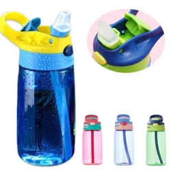 Copo de água para crianças, 480ml, criativo, seguro, alimentação do bebê, com canudos, garrafas de água à prova de vazamento, uso externo, portátil, copos para crianças