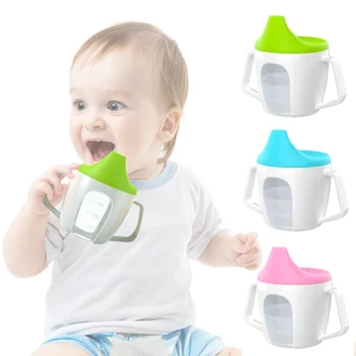 Baby Learning Drickskopp Söt vattenflaska med dubbla handtag BPA-fri Läcksäker Spädbarn Vattenkoppar Flaska Anknäbbkopp