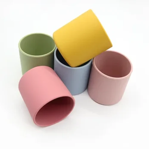 Taza recta de silicona para recién nacido, taza de agua para bebé de 200ml, taza de aprendizaje infantil de calidad alimentaria