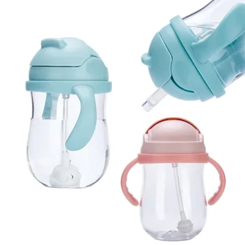 Silikonefodring Børn Småbørn Nyfødt Baby Drikkekopper Vandflasker Børn Drikker Sippy A Cup med sugerør Infantil drinker