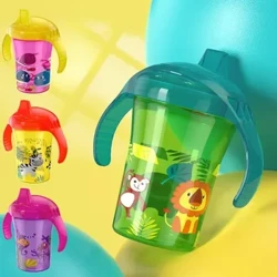 260ML Pēpē aʻo inu kīʻaha me ka lima ʻelua poʻi Flip BPA manuahi ʻole Leakproof pēpē wai kīʻaha ʻōmole Duckbill kīʻaha me ke poʻi.