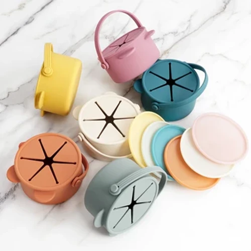 Di Động Kawaii Hình Hoạt Hình Hình Gấu Silicone Cho Bé Ăn Nhẹ Cốc Ăn Chắc Chắn Hộp Bảo Quản Thực Phẩm Hộp Đựng Có Nắp Đậy Cho Bé Sutff