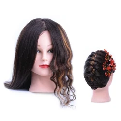 Đầu Manocanh Với 100% Tóc Thật Của Con Người Thẩm Mỹ Máy Làm Tóc Giả Huấn Luyện Đầu Manikin Perm Tẩy Trắng Nhuộm Kiểu Tóc