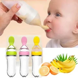 Biberon en Silicone utile et sûr avec cuillère complément alimentaire bouteilles de céréales de riz cuillère à presser biberon à lait tasse