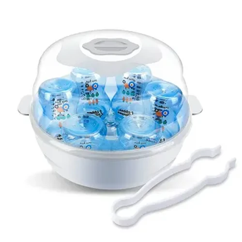 Esterilizador a vapor para microondas para biberones, esterilizador de tetina a vapor para microondas de alta temperatura, soporte para biberones, almacenamiento