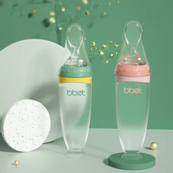 BBET BPA Free Toddler Training Feeding Silicone Soft Tip Shape Baby Spoon Botol Feeder