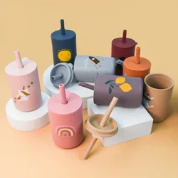 Baby Silikon Sippy Cup med lock, Portabel drickskopp, BPA-fri, Barns Anti-läckage, Anti-halk Matning Cup, Food Grade 150ML