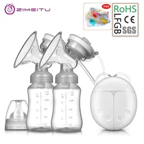 ZIMEITU kaksinkertaiset sähköiset rintapumput Tehokas nänniimu USB sähköinen rintapumppu vauvanmaitopullolla kylmälämpötyynyn nippel
