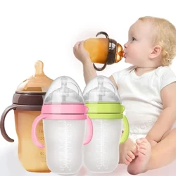 Buidéal Leanbh le Láimhseáil Silicone Buidéal Buidéal Leanbh Gabhálais Grianghrafadóireachta 0-36 mí 150ml 240ml Buachaillí agus Cailíní Babaí