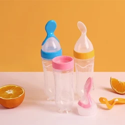 Buidéal Beathú Fáscadh Silicone Leanbh Nuabheirthe Traenála Rís Gránach Bia Forlíonadh Spoon Bia Earraí Tábla Sábháilte Úsáideacha Do Pháistí