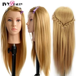 Mannequin- Nā poʻo me 65cm lauoho no ka lauoho Tete De Cabeza Manniquin Dummy Dolls Poʻo no ka mea hoʻomaʻamaʻa lauoho hoʻomaʻamaʻa lauoho.