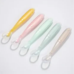 Baby Food Feeding Training Spoon Newborn Soft Plastic Silicagel Utensils Infant Complementary Food Feeding Spoon Kids Tableware
