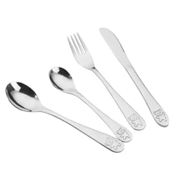 1 Stéck / 1 Set Baby Teelöffel Läffel Iessen Füttergabel Messer Geschir Set Edelstol Kanner Léieren Iessgewunnecht Kanner Geschir