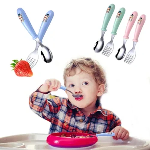 Tiện Ích Cho Bé Bộ Đồ Ăn Trẻ Em Dụng Cụ Inox Cho Bé Chén Ăn Dao Kéo Hoạt Hình Trẻ Sơ Sinh Thực Phẩm Thìa Ăn Nĩa