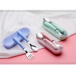 I-Children's Tableware Stainless Steel Safe Convenient Practical Baby Cutlery Ukudla I-Spoon Fork Kid's Izitsha