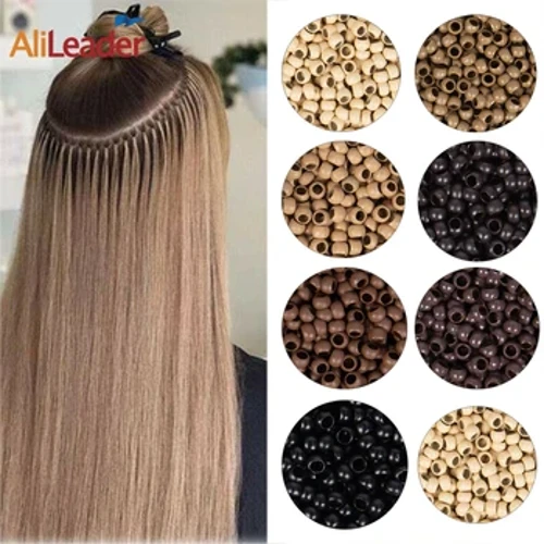 1000Pcs Nano Micro Dolenni Modrwyau Estyniadau Gwallt Gleiniau Modrwyau Copr Nano Ar gyfer Estyniad Gwallt Dynol 2.5*1.5*2Mm Gleiniau Modrwy Gwallt Nano