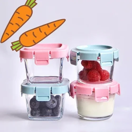 Caja de alimentos suplementarios de vidrio para bebé, recipiente para bebé, almacenamiento sellado, caja para conservar la frescura, horno microondas congelado y resistente al calor