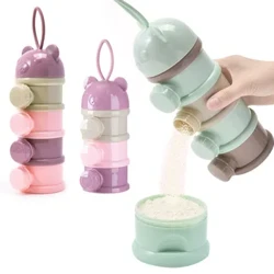 3/4 Lớp Gấu Phong Cách Di Động Cho Bé Hộp Storag Nhiều Lỗ Ngũ Cốc Hoạt Hình Trẻ Sơ Sinh Sữa Hộp Toddle Snack hộp Đựng
