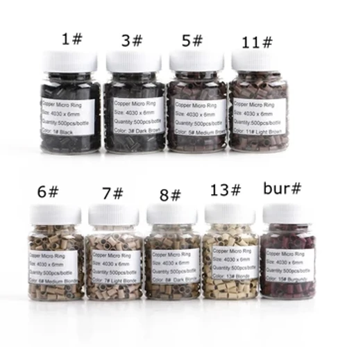 4036*6mm 500 chiếc Dài Euro Khóa Loe Bùng Micro Ống Đồng Nhẫn Hạt Liên Kết Con Người Làm Tóc dụng cụ