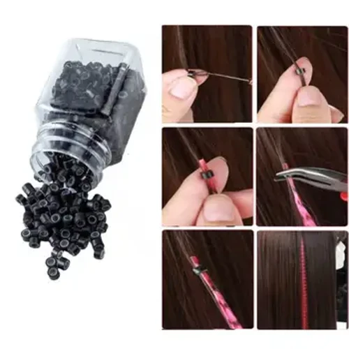200 adet Silikon Mikro Astarlı Yüzükler Bağlantılar Boncuk 5.0*3.0*3.0mm Mikro Halka Saç Uzantıları Bağlantı Kıvrım Boncuk Saç Uzantıları Araçları