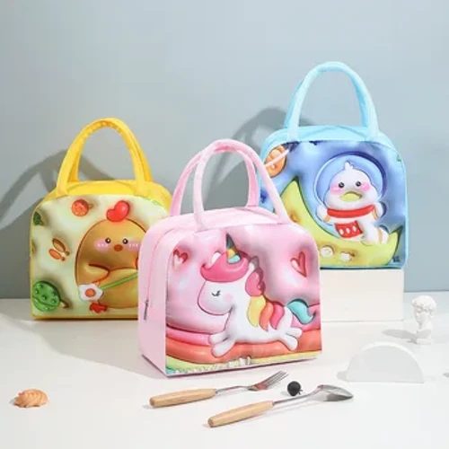 3D Cartoon Mëttegiessen Bag isoléiert thermesch Iessen Portable Mëttegiessen Box Funktionell Iessen Picknick Mëttegiessen Poschen fir Fraen Kanner