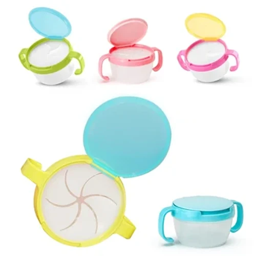 Bebeluş Copii Plastic Snack Catcher Dublu Mâner Cupă Gustare Borcan Bol Antivărsare Biscuiţi Recipient Cutie Cutie Depozitare Gustări