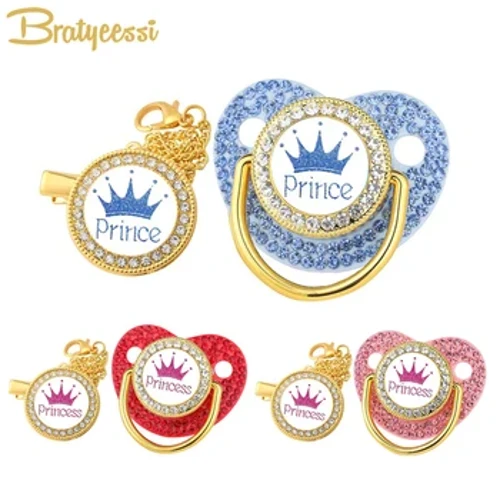 Sparkle Crown Pacifier Clip Cadwyn Set Babanod Cawod Rhodd Silicôn Ffy Newydd-anedig BPA Toddler Free Teether Baby Soother Deth