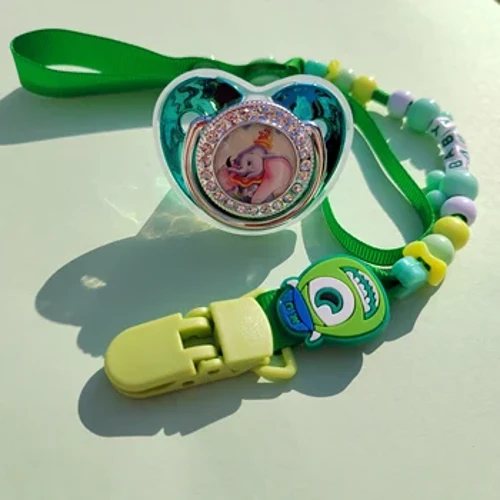 Affeithwyr Teganau Bwyd Babanod Disney Mickey Minnie Mouse Image Teether Lleddfol Nippler Mike Wazowski Gleiniau Pacifier Custom Enw Clip