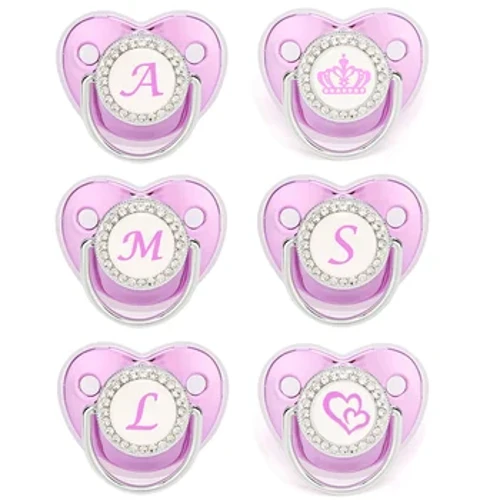 Pacifier Porffor Metelaidd Gyda Clawr BPA Rhad ac Am Ddim Pacifier Silicôn Enw Llythyr Cychwynnol Ffug Teether Anrhegion Cawod Babanod i Fabanod