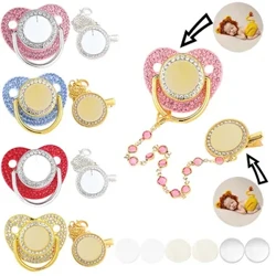 Fa'asinomaga Pacifier Pepe Tauleleia Rhinestone Pacifier Clips filifili Sublimation Pacifier Pepe Dummy Pepe Ta'ele Meaalofa.