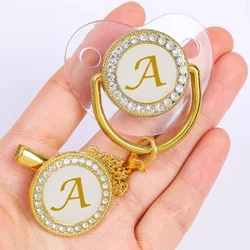 2023 Clipiau Pacifier Babanod Newydd-anedig Llythyr Tryloyw Aur Bling Deth Silicôn Teether Pacifiers Babanod Deiliad Anrhegion Cawod Babanod