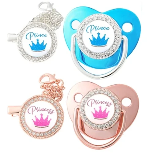 Kilipi Pacifier Pepe Tauleleia Crown Princess Prince Pacifiers U'u Silicone Nipple Nipple Teether Bpa Free Meaalofa Ta'ele Fa'ato'a Fanau Mai.