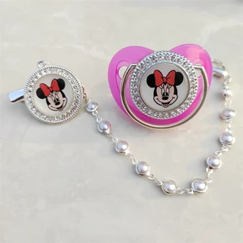 Disney Meini Head Moethus Babi Pacifier Clip cadwyn Mickey Mouse deth sooty ffug newydd-anedig 0-24 mis chupetes para bebes0-24M