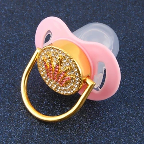 Bé Sơ Sinh Thái Núm Vú Giả Kẹp Dây Xích Hoa Hồng Vàng Bling Silicone Trẻ Sơ Sinh Núm Vú Giả Giá Đỡ Đậu Nành Núm Vú Giả Cho Bé Quà Tặng