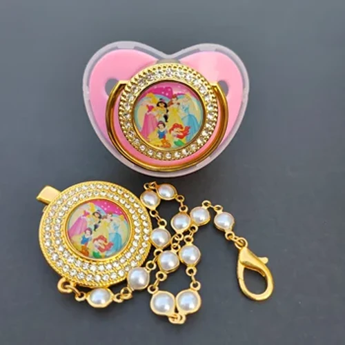 Disney nouveau bébé sucette Deluxe bébé porte-dents Silicone sucette Bling bébé mamelons sans BPA bébé princesse Chupete bébé article