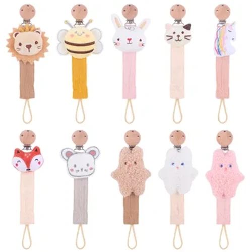 Kanner Handgemaach Cartoon Koteng Baby Pacifier Kette Ronn Beech Baby Dummy Holder Clip Fir Pfleeg Teether Chew Toy Infant Products