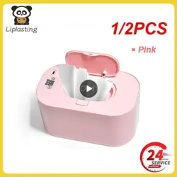 1/2 pçs aquecedor de lenços umedecidos do bebê com display digital grande capacidade dispensador de lenços umedecidos do bebê alimentado por usb temperatura ajustável