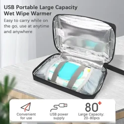 Scaldasalviette umidificate USB portatile Riscaldatore di salviette per neonati Riscaldatore di salviette per neonati di grande capacità con schermo di visualizzazione della temperatura regolabile
