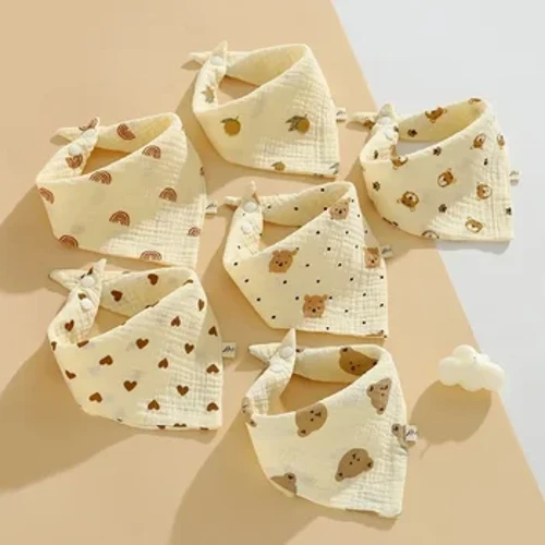 Ins cotton triangle towel baby 4-layer gauze bib newborn anti-vomiting spit towel baby north cartoon bib