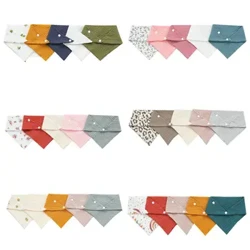 5Pcs/Lot Beathú Drool Bibs Cadás Gabhálais Nuabheirthe Solad Dath Snap Button Bog Triantán Tuáille Babaí Bibí Babaí Éadach Leanbh