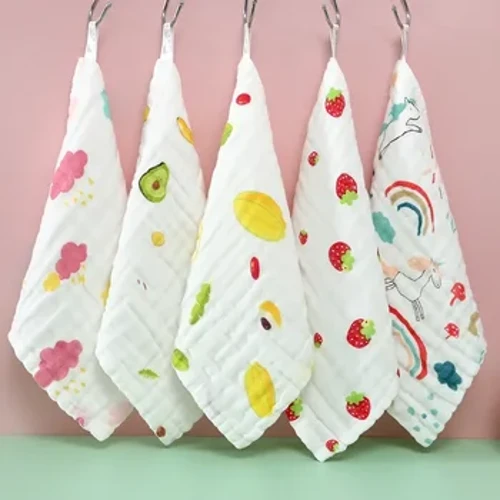 1/3 stk Babyhåndkle ansiktsvaskeklut Muslin Firkanter Bomull Håndtørk Seks lags gasbind for bading Mating Lommetørkle for barn 25x25cm