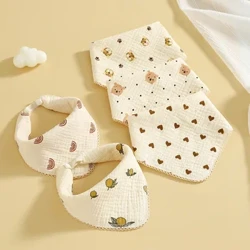 Baby haklappar muslin bomull grejer nyfödda snap knapp mjuk tecknad triangel saliv handduk burp tyg flickor pojkar matar drool haklappar