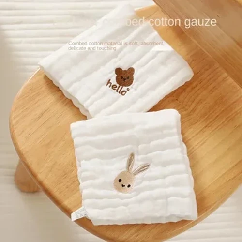 Serviettes de salive en coton brodées pour bébé, 6 couches, lingettes pour le visage et les mains, bavoir pour nouveau-né, mouchoir pour enfants en bas âge, gant de toilette doux, tissu à roter