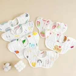 Gạc bông cánh hoa yếm có dây đeo khăn nước bọt nguyên chất bông gạc bốn mùa cho bé yếm 360 độ 6 lớp bé nhổ sữa