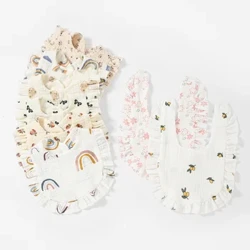 Bibs Babanod Cotwm Meddal Argraffu Lace Brethyn Burp Babanod Newydd-anedig Addasadwy Bwydo Tywel Poer Bandana I Ferch Bachgen Beibiau Drool Babanod