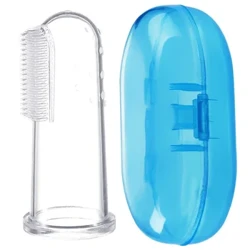 Sikat Gigi Bayi Perawatan Gigi Anak-anak Silikon Bening Sikat Jari Teether Pijat Lembut dengan Kotak Bayi Laki-laki Anak Perempuan Teething Cleaner