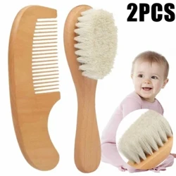 2ks Drevená detská kefa na vlasy hrebeň Mäkká detská kefa do kúpeľa Čistenie vláskov Telo Jemne Baby Protect Sprcha Baby Wash Care Tool